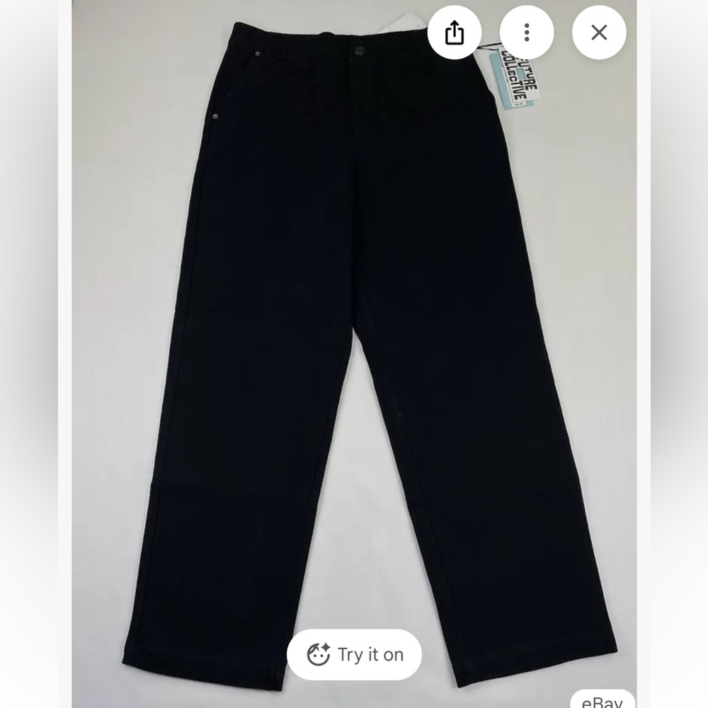 Future Collective Women's High Rise straight leg Black Jeans size 12
